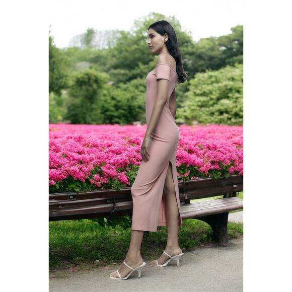 60% OFF NWT Zara Pale Pink Midi Off Shoulder Dress M MSRP $138 - Picture 6 of 8